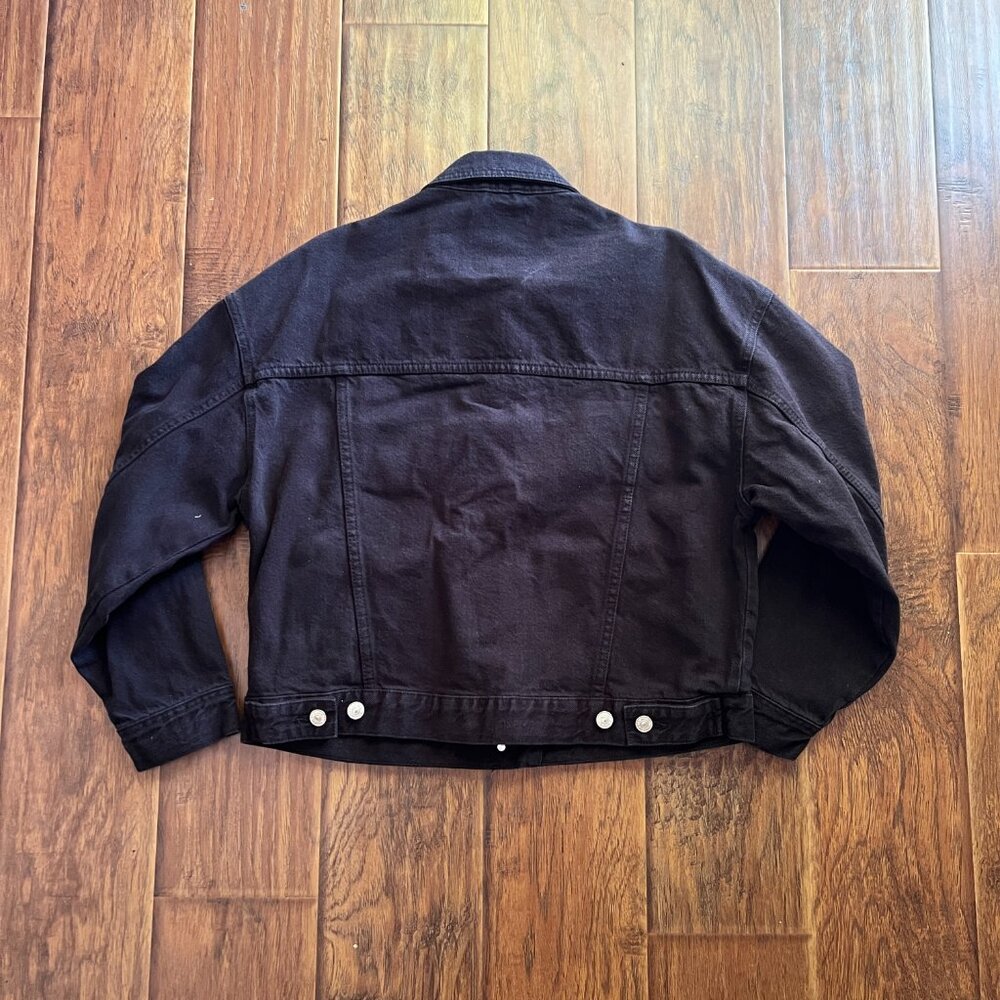 Pull&Bear Black Denim Jacket Size M View 6